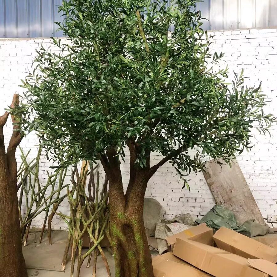 定制仿真橄榄树室内装饰防真树绿植大树展厅橱窗舞台道具假树落地