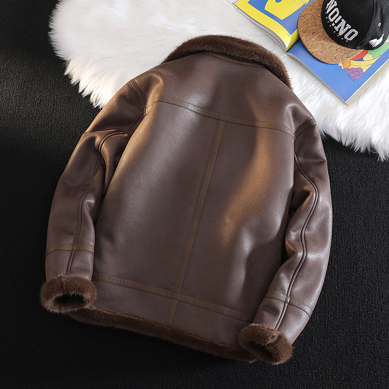 绒毯风25年冬季新款皮毛一体加绒加厚夹克男外套D209A-PT111-P330,男装夹克,电商D209A