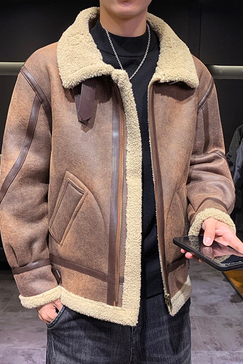 店主风2025冬季新款大码皮毛一体休闲夹克外套男D209A-PT588-P245,男装夹克,电商D209A