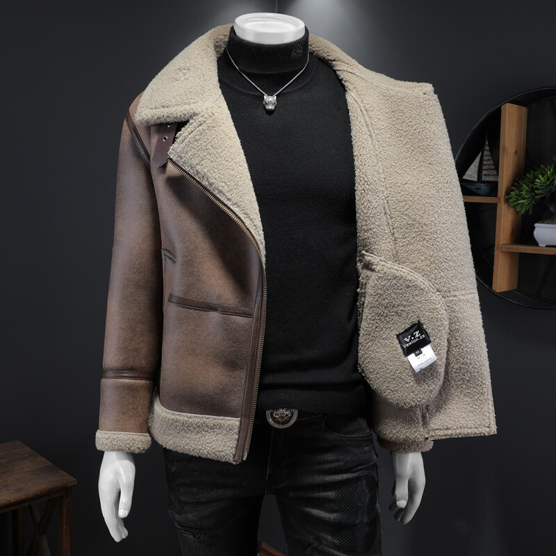 25年冬季新款皮毛一体加绒加厚夹克男外套D209A-PT228-P255两色,男装夹克,电商D209A