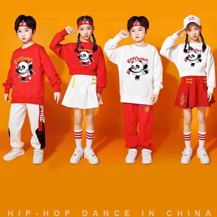 儿童啦啦队演出服小学生运动会服装可爱熊猫幼儿园表演朗诵合唱服