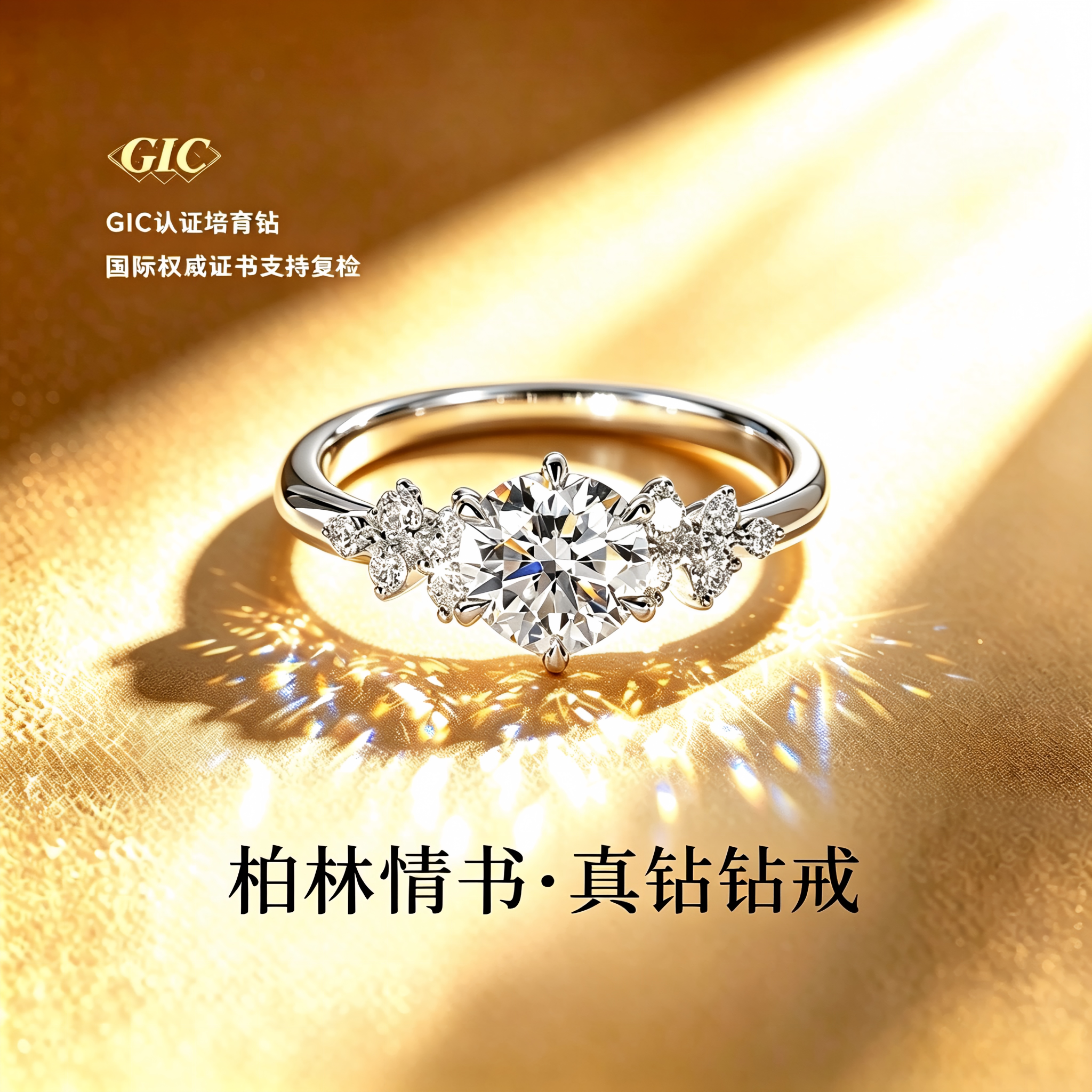 永传承铂金培育钻六爪婚戒