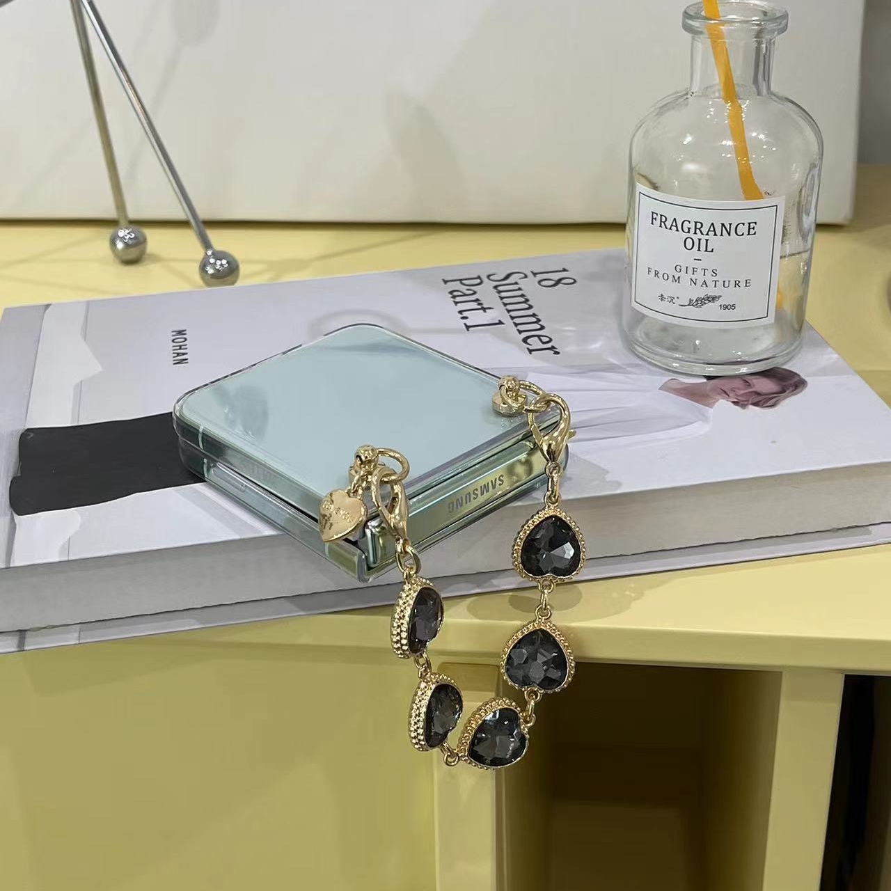 三星ZFlip7透明爱心链条