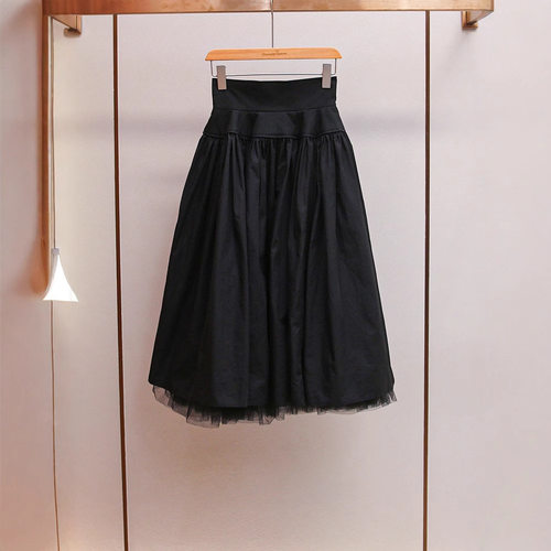 衣莉卓雅秋季新款洋气时尚法式公主风气质百搭双层网纱伞形半身裙