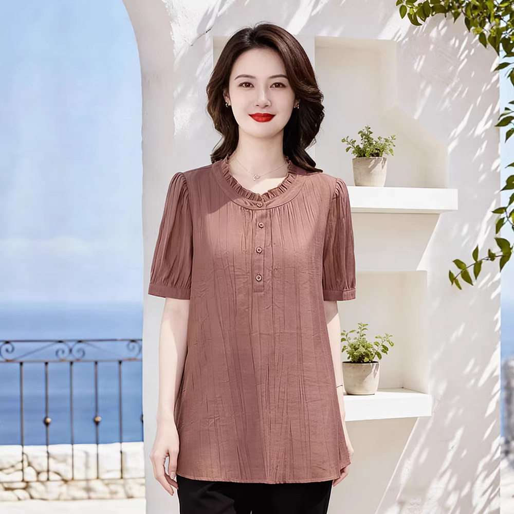 中年妇女夏装短袖T恤遮肚子200斤