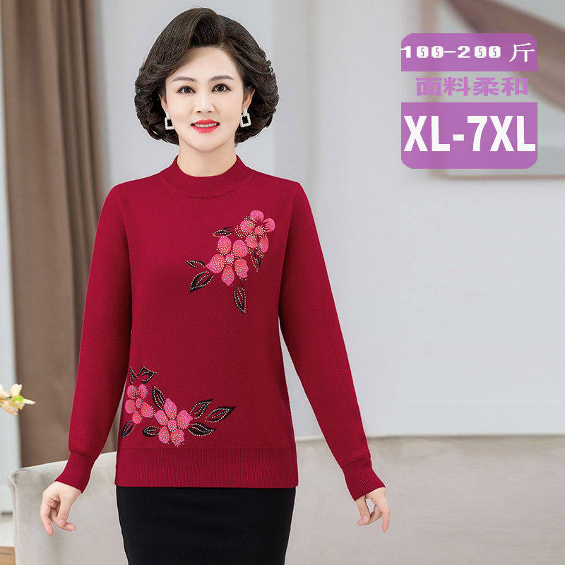 中老年女装加绒毛衣妈妈装加肥加大码冬装上衣200斤宽松胖老太太