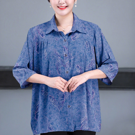 中老年女装衬衫胖妈妈宽松洋气加肥加大码300斤夏装上衣开衫200斤