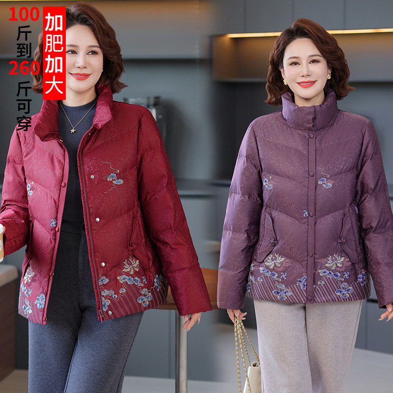 200斤妈妈装羽绒服保暖奶奶外套
