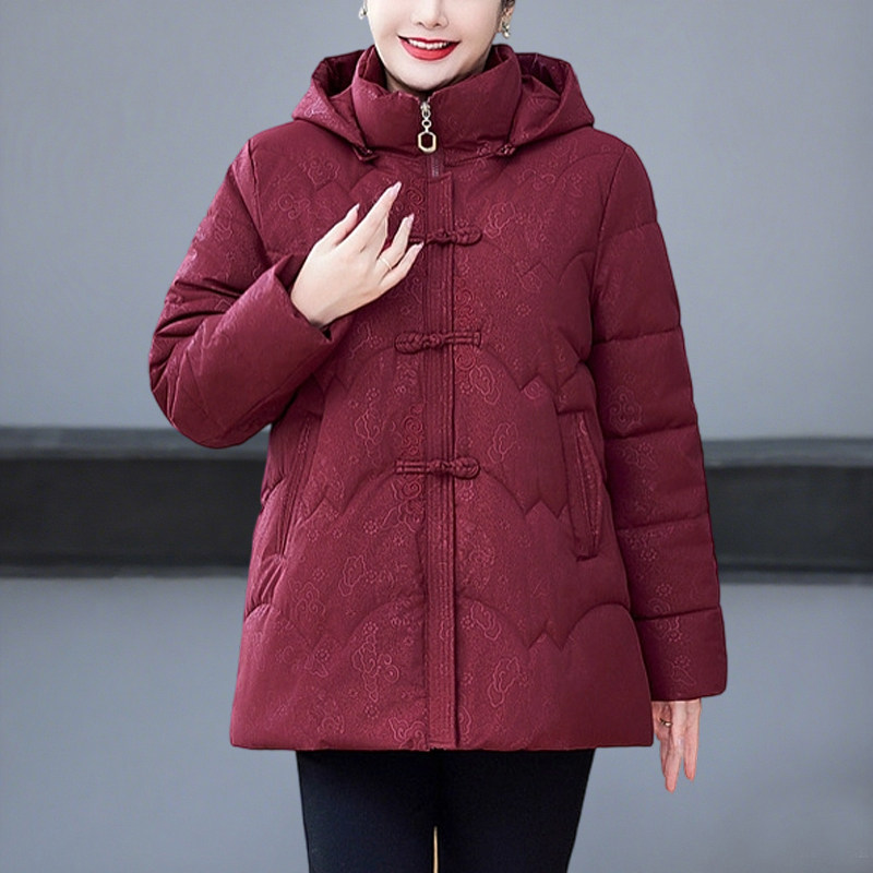 中老年女妈妈羽绒棉服冬装奶奶加绒加厚棉衣外套加肥加大码200斤