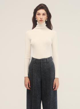 ELIATELIER“零压一片式”无缝一体可机洗精纺纯羊毛高领打底衫