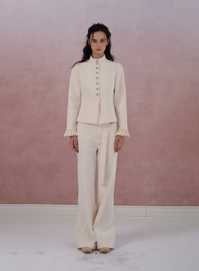 ELIATELIER 25FW低腰腰带明线设计显瘦微喇长裤