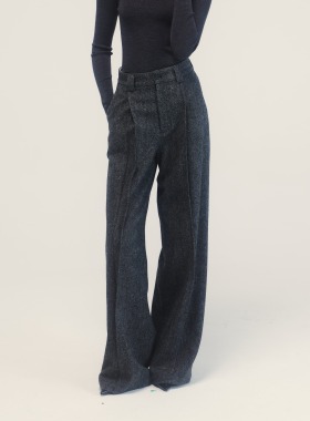 ELIATELIER“张弛有度”纯羊毛经典高腰直腰阔腿裤西装裤带里衬