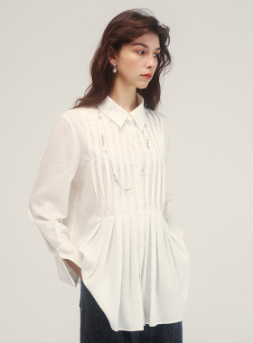 Eli Atelier 原创设计小众衬衫新款女轻奢高级感压褶衬衫衬衣女
