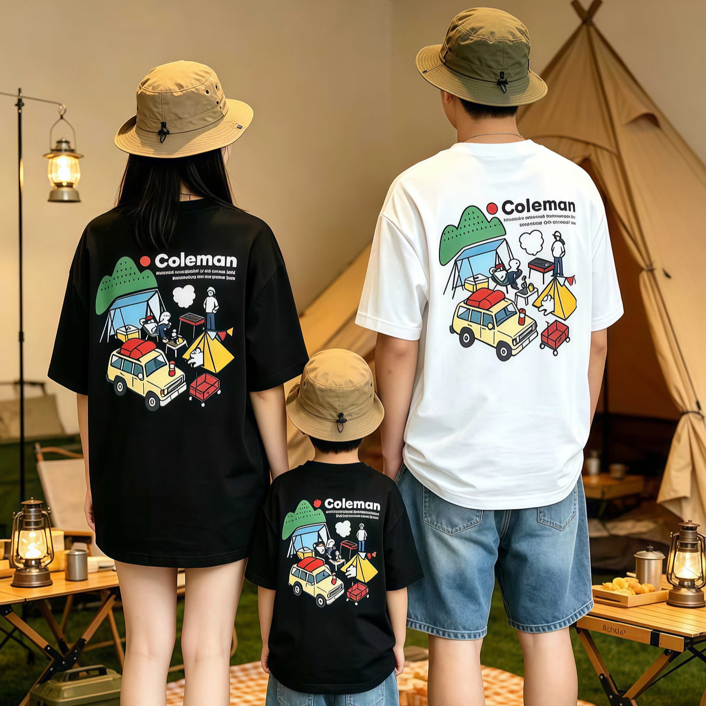 一家三口夏款亲子装T恤2026新款母女母子四口高级感卡通纯棉短袖