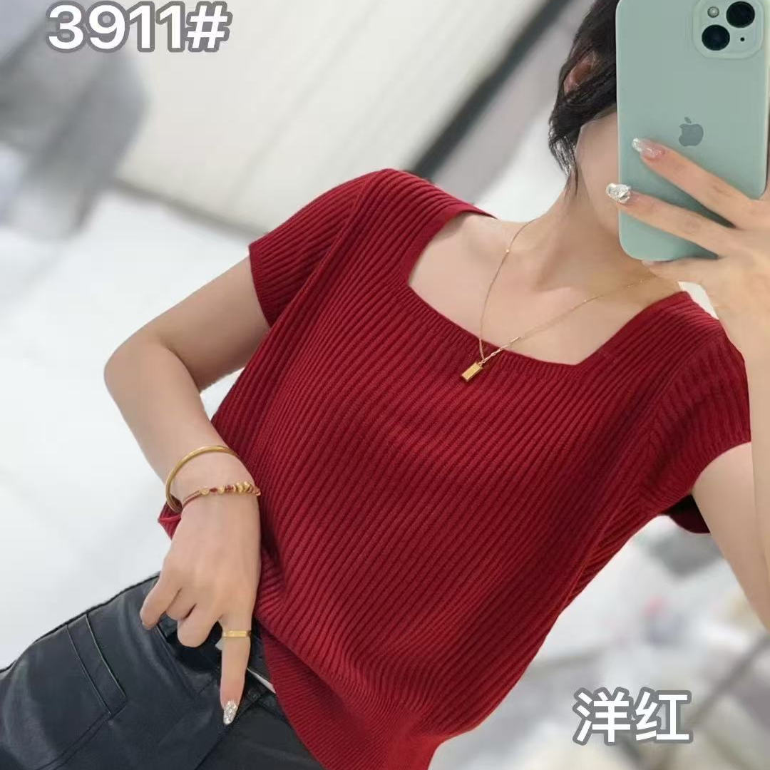 欧洲站2025秋季薄款短袖针织衫
