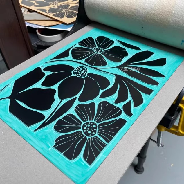 胶板版画雕刻油墨儿童黑白木刻