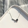 [为晚]s925纯银西班牙设计欧美项链女黑玛瑙一字蛇骨链几何锁骨链|ru