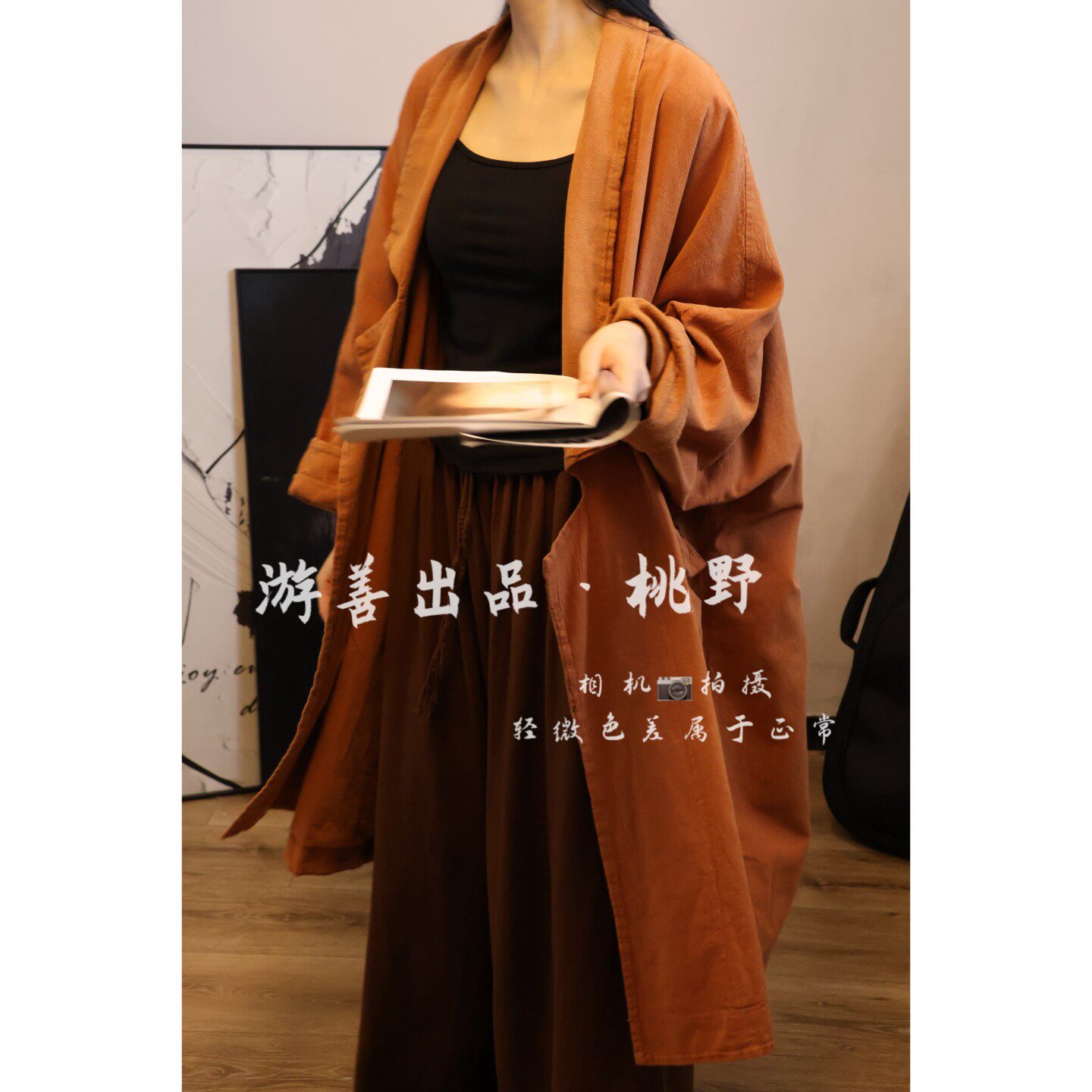 26年春秋新款砂洗亚麻袍子脏染炒色风衣 长116胸180