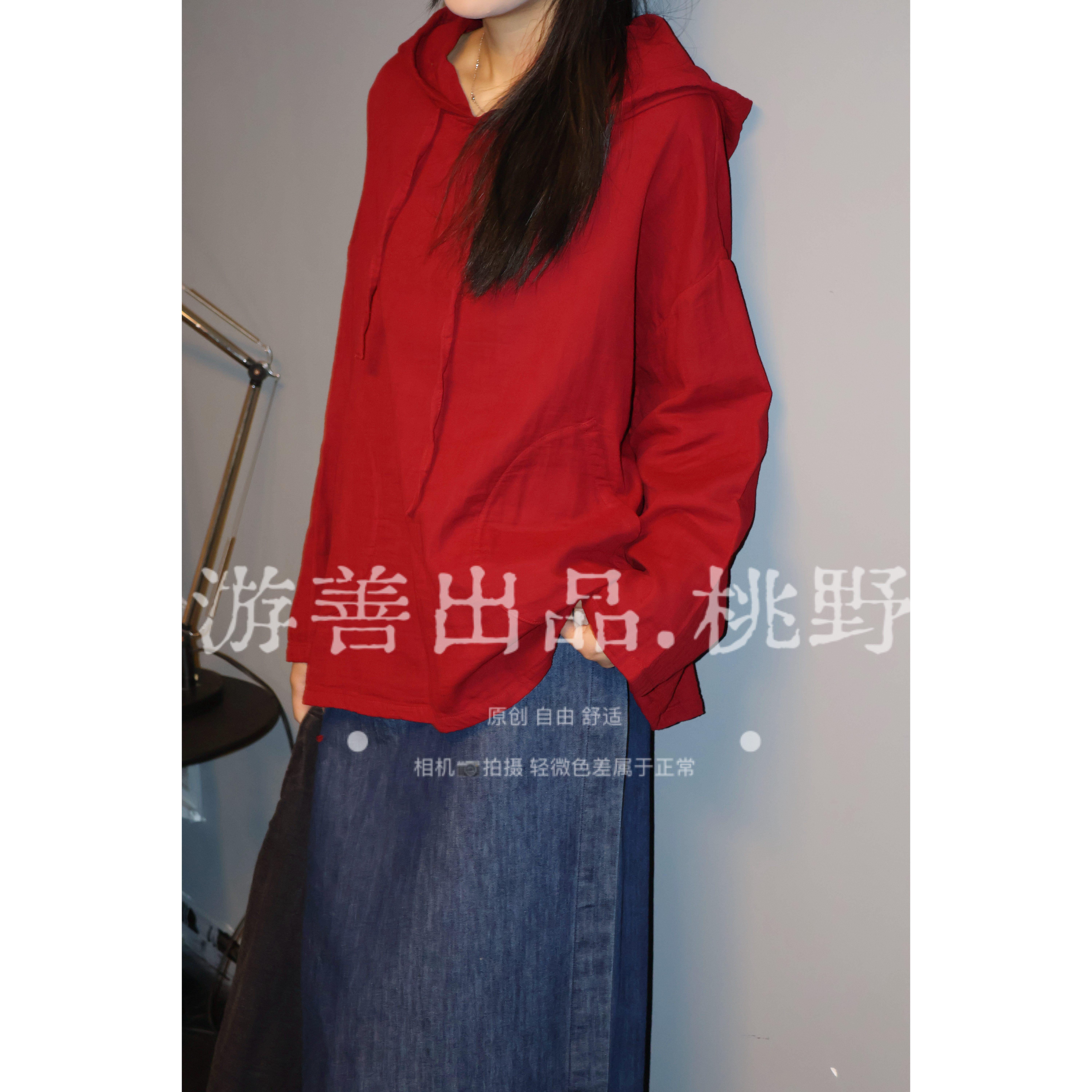 春款女装双纱套头帽衫显瘦百搭