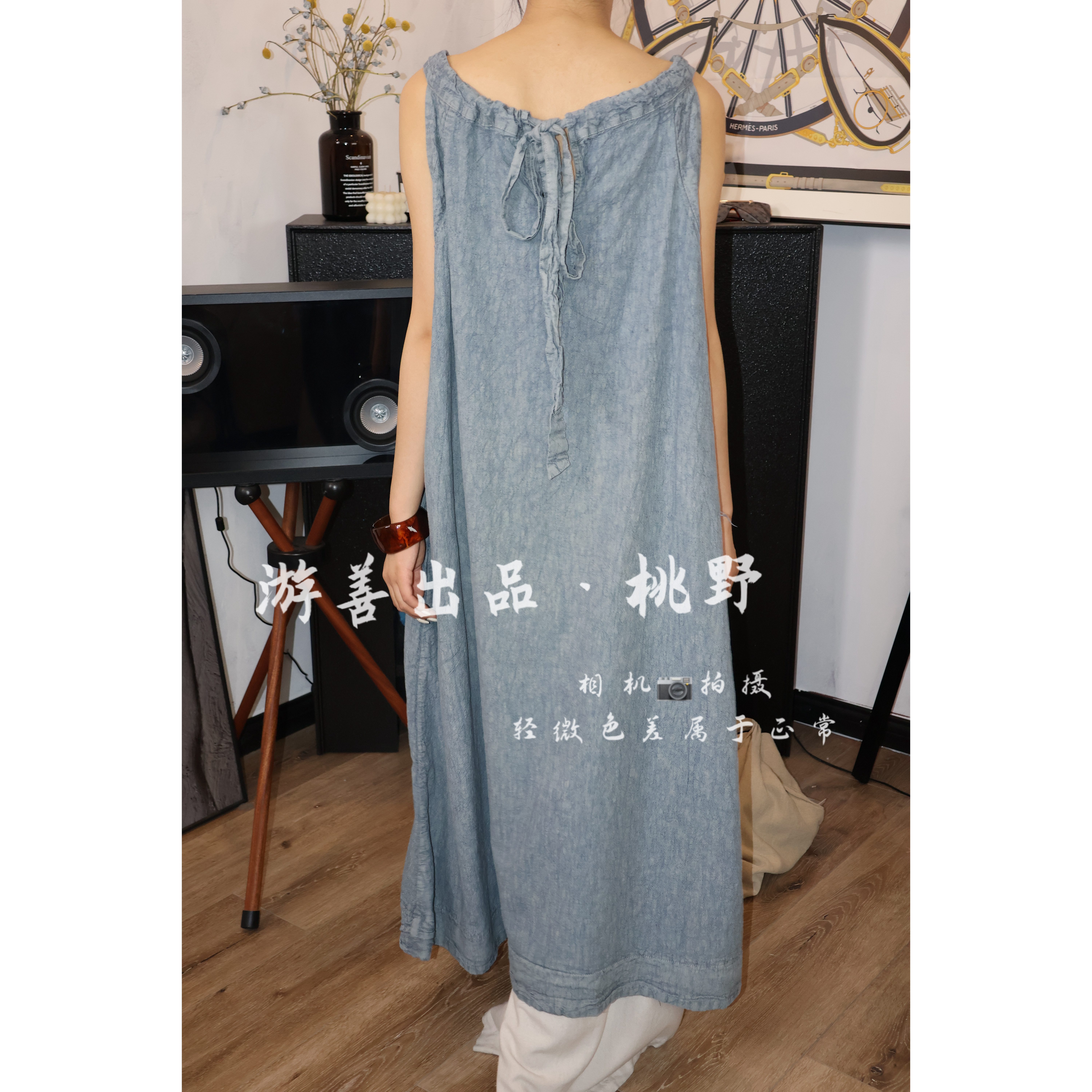 游善出品 亚麻炒色做旧背心连衣裙 胸围138衣长122