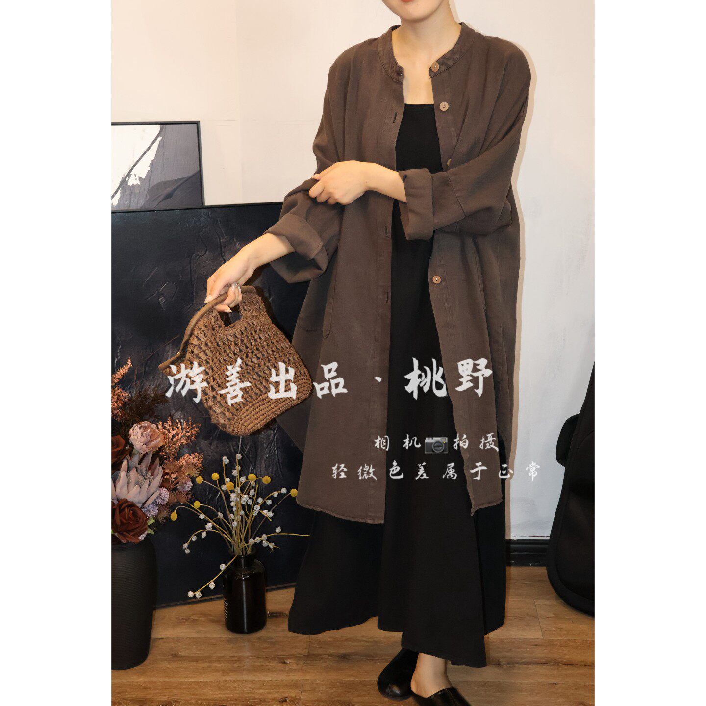 26年秋冬新款中长款亚麻风衣大版外套极简风  长100胸180sd