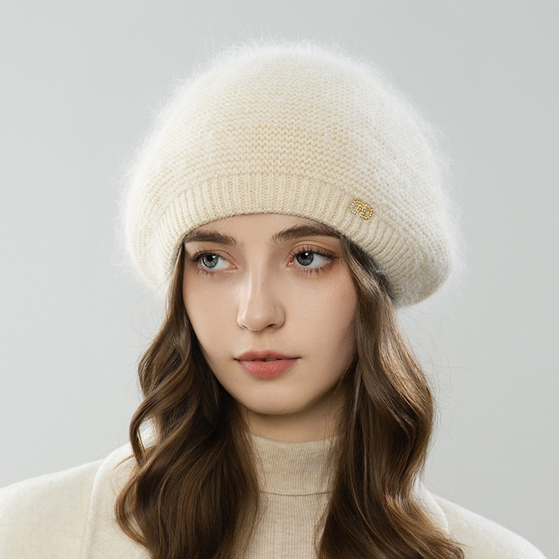 秋冬季韩版时尚贝雷帽针织帽日系文艺画家帽大头围女生帽子批发