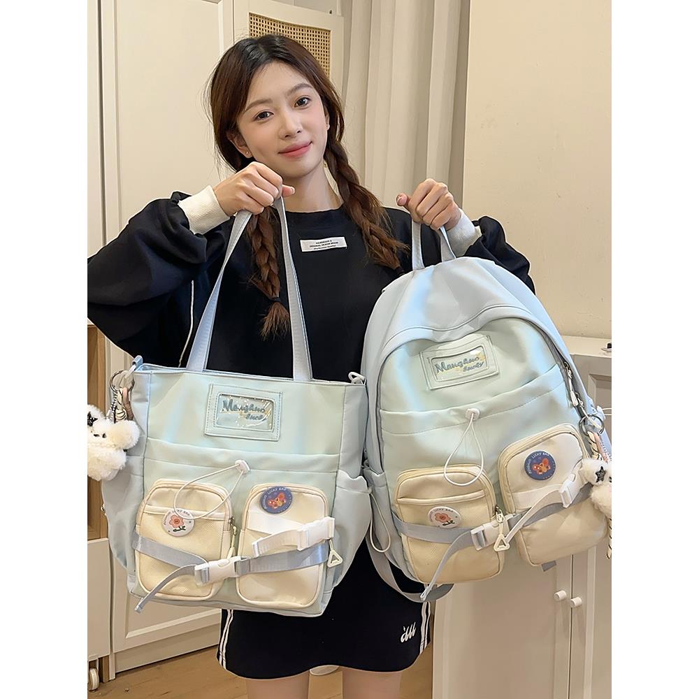 韩系高颜值书包女初中女生ins风小众高中生大容量小学生双肩包女