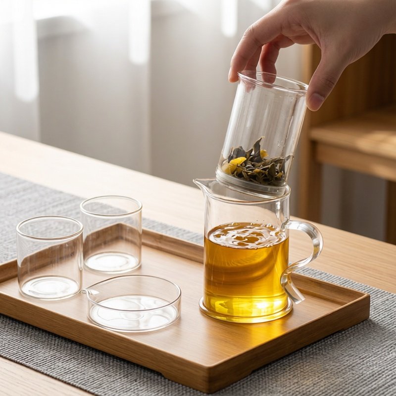 红茶泡茶杯小号玻璃茶壶内置过滤网茶水分离简约家用懒人冲茶器