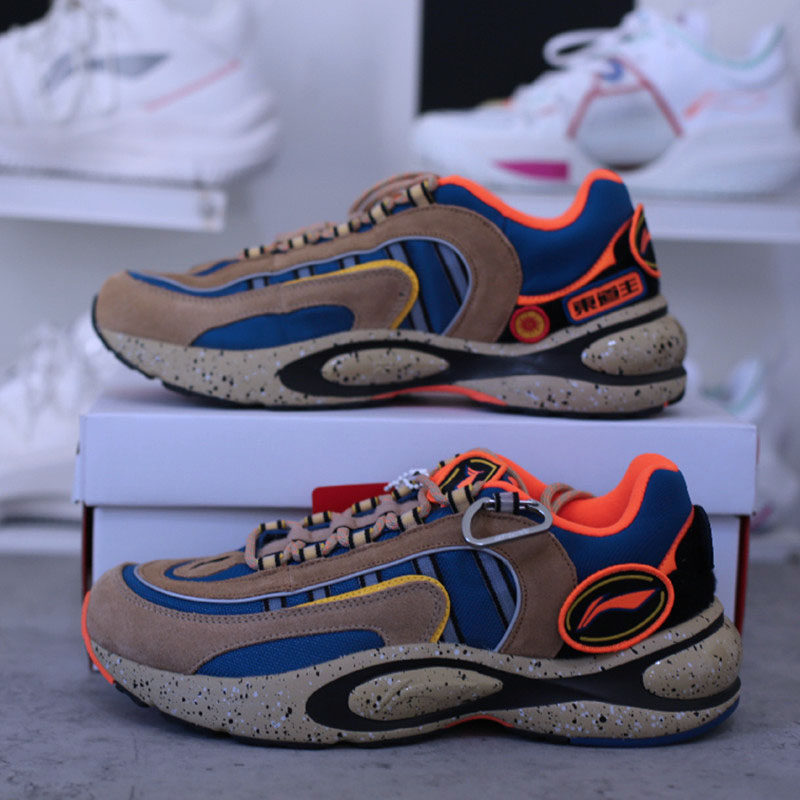 李宁v8跑步鞋男子春季透气系带减震健步系列运动鞋休闲鞋arhp189