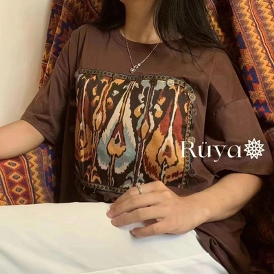 新疆旅游特色服饰休闲纯棉艾特莱斯体恤atlas 服装男女同款均码