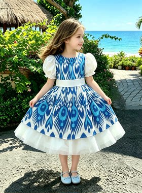艾特莱斯儿童女连衣裙夏季演出服舞蹈服裙子民族风维吾尔族幼儿