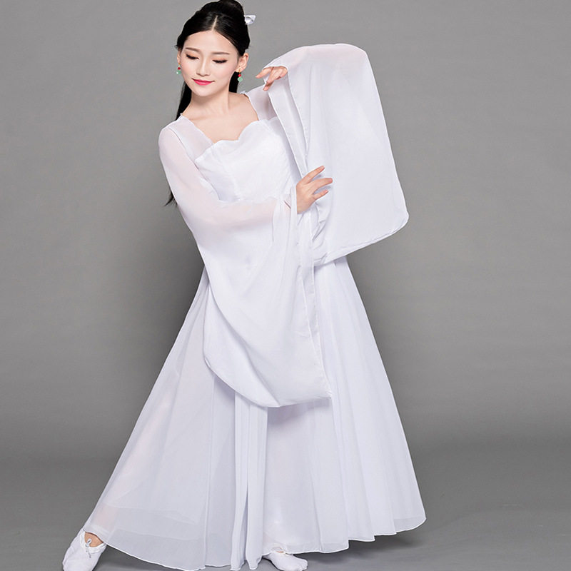 古典舞演出服女飘逸中国风凉舞蹈服装现代仙女改良汉服古装成人1