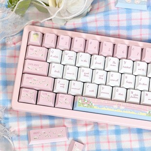 天鹅玫瑰园原厂MOA高度五面热升华PBT键帽适配wooting希达工作室