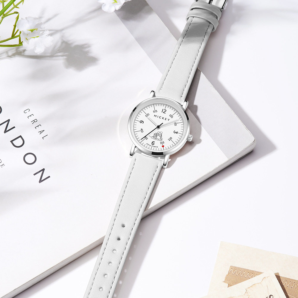 迪士尼官方正品学生男女表米奇腕表女士时尚优雅夜光石英表少女表