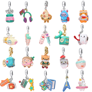 德仁工厂店现货彩色滴胶纯银S925毛衣项链吊坠 女生diy手链beads