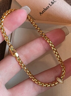 S925纯银意大利葡萄藤金色手链轻奢中古风百搭重工高级感时尚
