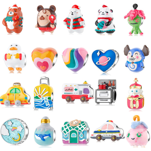 现货S925银全滴胶珠子奶茶薯片食品beads串珠女手链diy配件彩色珠