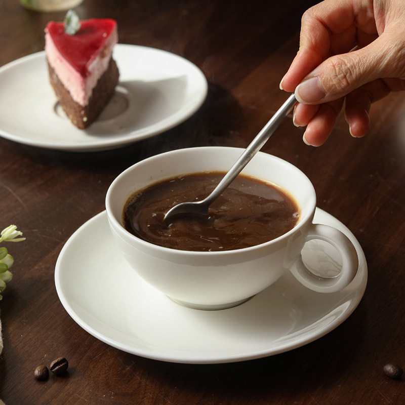 跨境外贸意式咖啡杯碟套装拿铁卡布奇诺拉花杯陶瓷牛奶杯早餐杯
