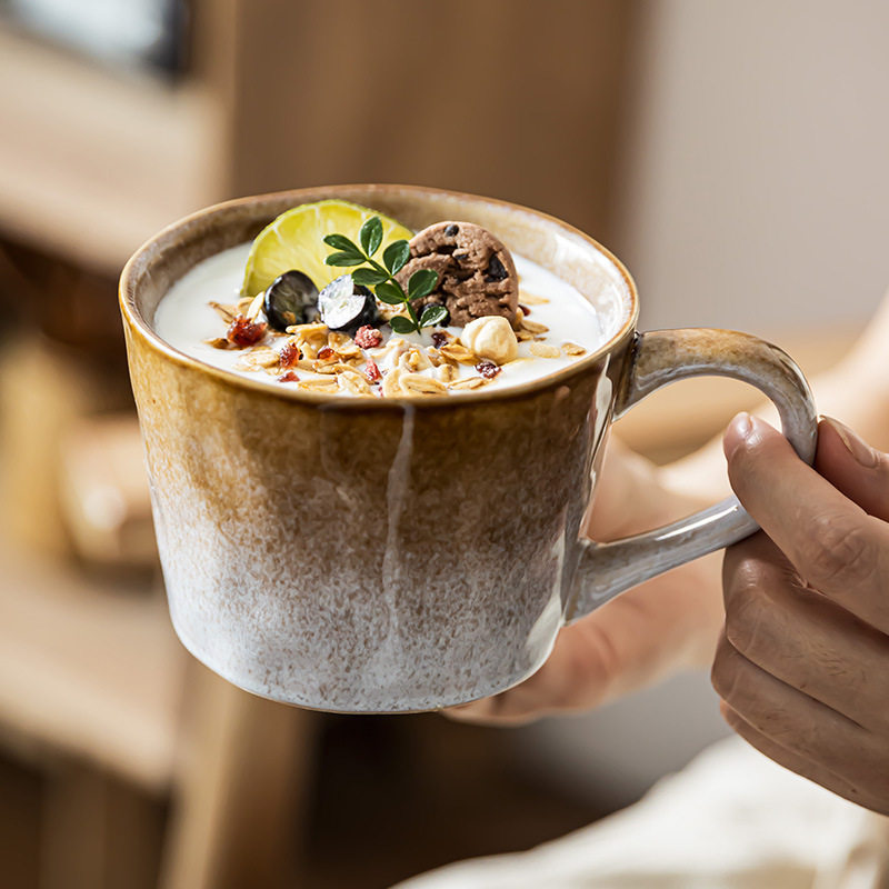 窑变马克杯复古陶瓷杯甜品杯高颜值渐变款杯子批发家用水杯咖啡杯