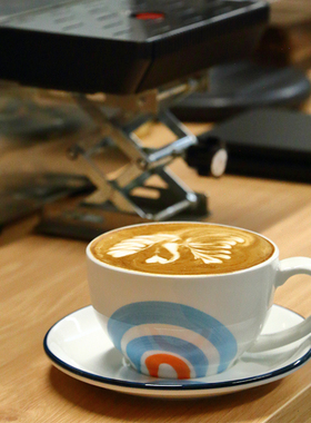 手绘彩虹系陶瓷拉花咖啡杯套装拿铁杯卡布奇诺杯马克杯牛奶杯水杯