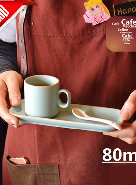 包邮欧式创意陶瓷咖啡杯套装茶杯碟浓缩咖啡杯碟黑冰咖啡杯带碟勺