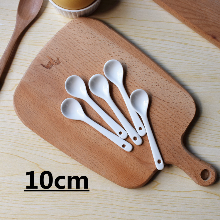 10厘米陶瓷调味勺小勺子咖啡勺小调羹盐勺鸡精勺酱料勺餐厅勺日用