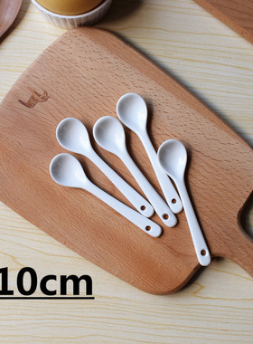 10厘米陶瓷调味勺小勺子咖啡勺小调羹盐勺鸡精勺酱料勺餐厅勺日用