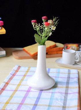 星期二简约酒店餐厅陶瓷白色小花瓶摆件现代创意家居饰品插花花器