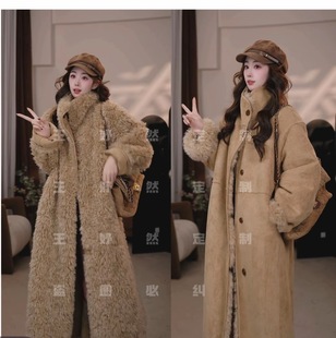 大衣女宽松棉衣棉服PC1003 毛毛绒外套加棉加厚中长款 新款 秋冬季