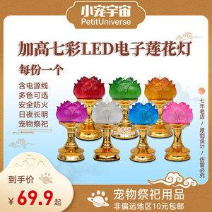 加高七彩LED电子莲花灯宠物专用猫咪狗狗头七三五小宠宇宙清明节