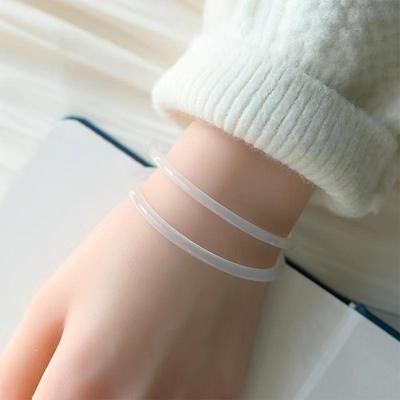 天然绿半山半水手镯绿美人镯正圈玉镯显白首饰叮当镯闺蜜白手镯