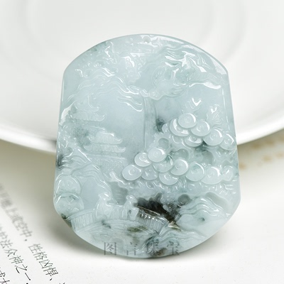 玉坠玉佩花山翡翠天然水牌多样性挂件缅甸货玉吊项链冰种飘山水a