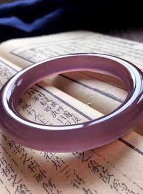 圆条手镯时尚玉石玛瑙美人镯紫罗兰色高高档礼品冰透紫色玉髓少女