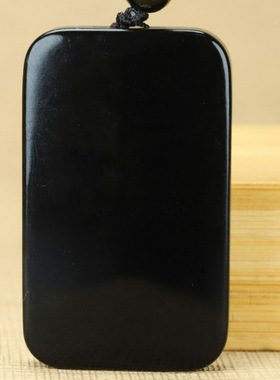 正品和田玉墨玉黑色经典大气百搭平平安安复古简约平安无事牌吊坠